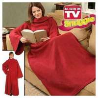 Hot sale solid pattern 100% polyester fleece snuggie adults tv blanket with sleeves