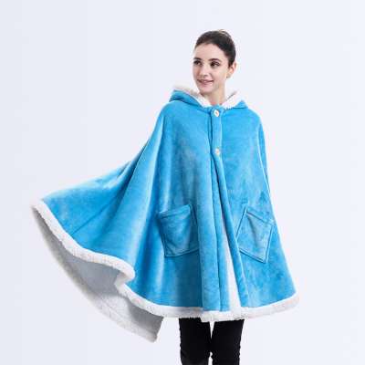 Comfortable Adults  Warm Wearable TV Poncho Hooded Blanket