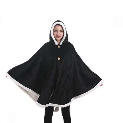 Portable Travel Airplane Promotion Adult Hooded Poncho Blanket Hooded Blanket For Adults