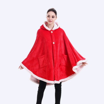 2020 New Fleece Shawl Poncho Blanket For Women Winter Hooded Blanket For Adults